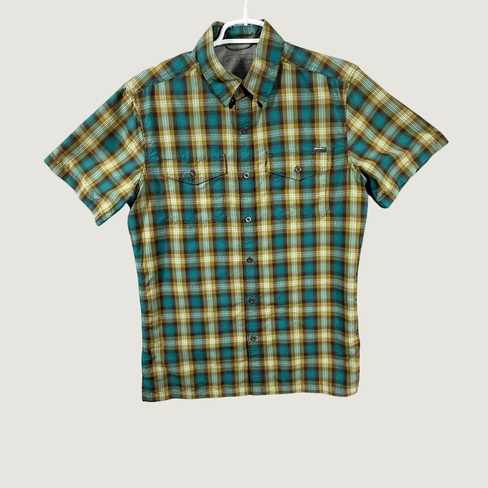 Eddie Bauer Guide Shirt Mens Medium Plaid Short Sleeve Hiking Fishing Vented